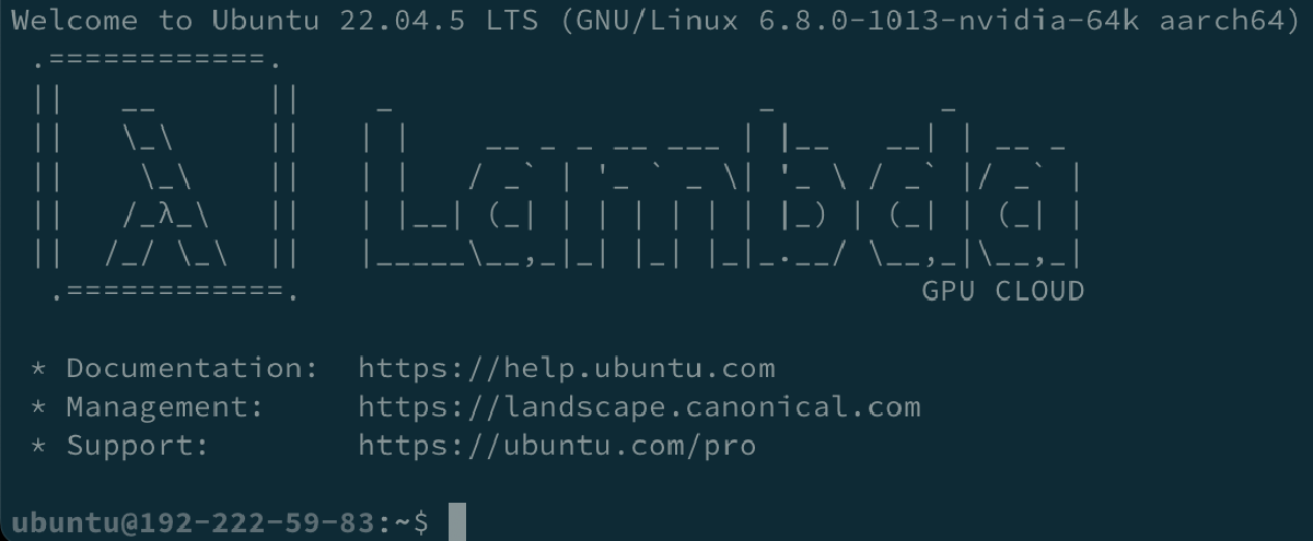 Lambda cloud SSH into running instance