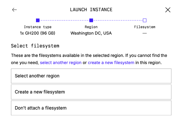 Lambda cloud set up file system