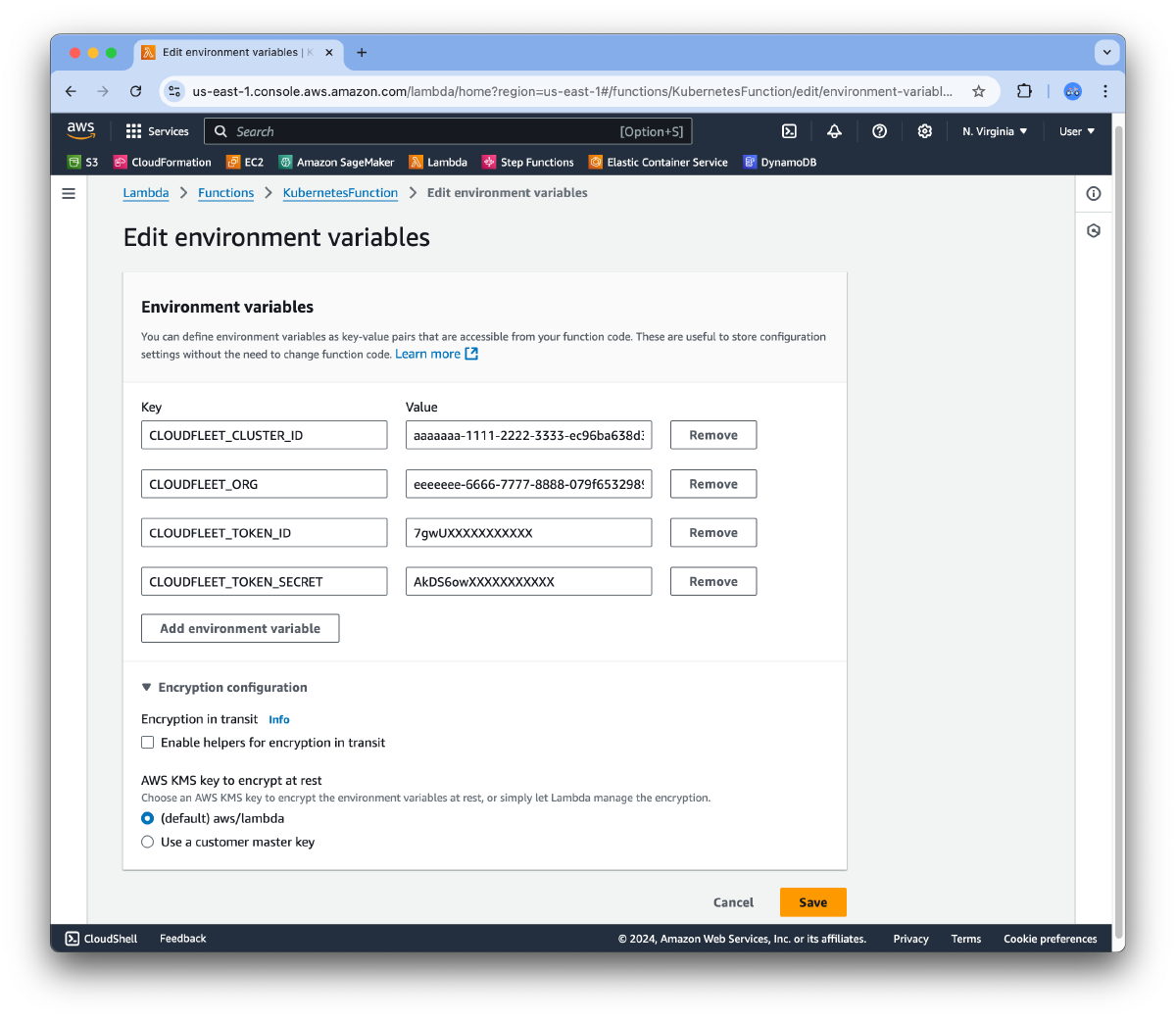 AWS Lambda Kubernetes service account